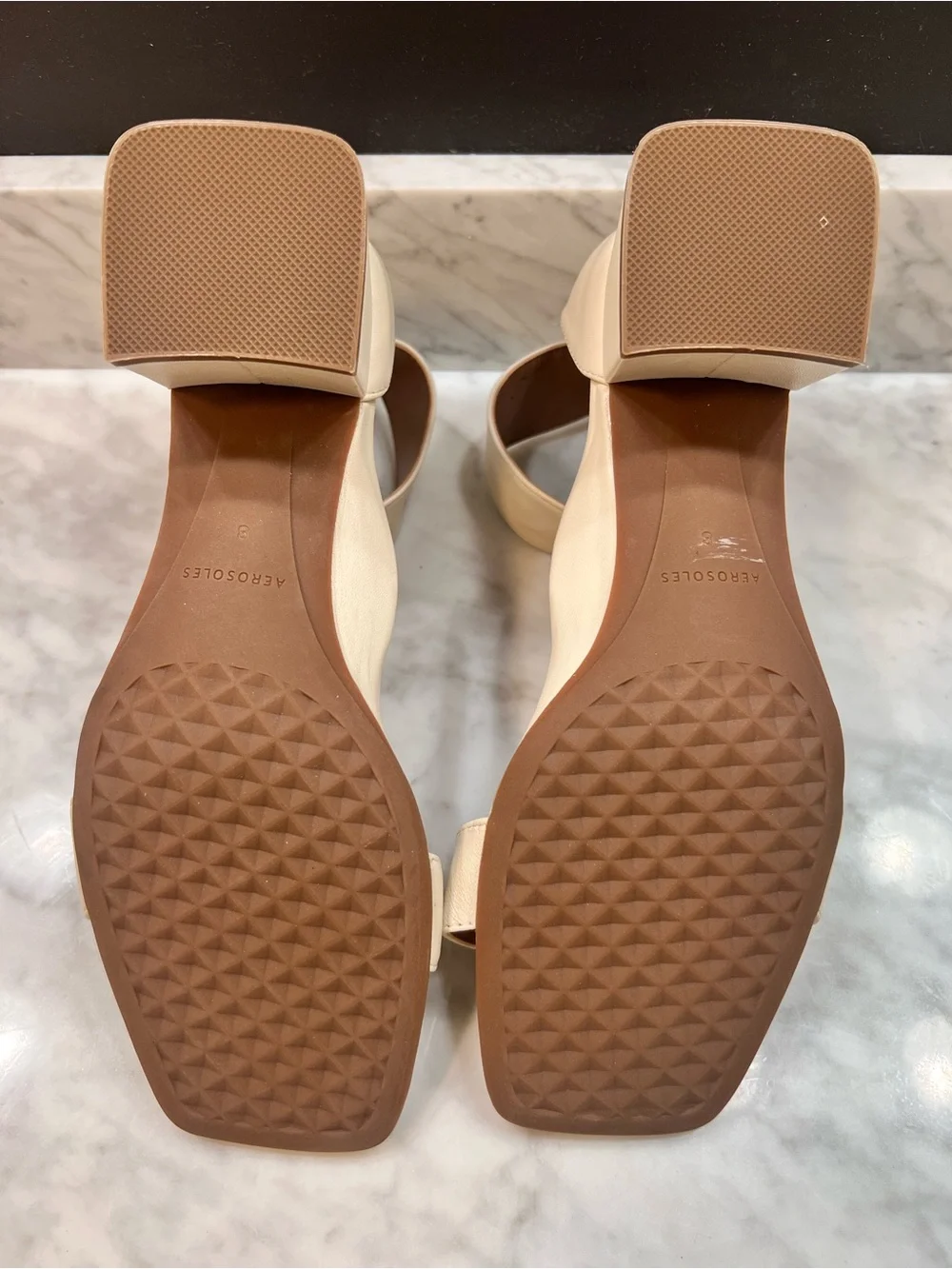 Aerosoles Eliza Women's Cream Block Heel Ankle Strap Sandals